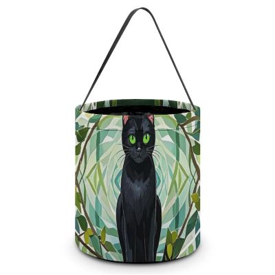 LPSADGF Black Cat Halloween Tote Bags for Trick Or Treating - Large Capacity Candy Buckets with Handles