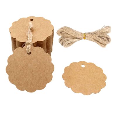 100PCS Kraft Paper Gift Tags with Jute String - Cupcake Designs for Clothing, Gift Wrapping, Party Favors, Birthday Presents, Wedding Decorations and Special Occasions (Brown)