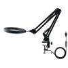 10X Magnifying Glass with Light and Stand, 3 Color Modes, 10 Brightness Adjustable Magnifying Desk Lamp with Clamp, LED Magnifier for Reading, Model Building, Painting, Facial (Color : Black) Double view 1