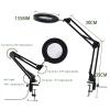 10X Magnifying Glass with Light and Stand, 3 Color Modes, 10 Brightness Adjustable Magnifying Desk Lamp with Clamp, LED Magnifier for Reading, Model Building, Painting, Facial (Color : Black) Double view 3