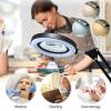 10X Magnifying Glass with Light and Stand, 3 Color Modes, 10 Brightness Adjustable Magnifying Desk Lamp with Clamp, LED Magnifier for Reading, Model Building, Painting, Facial (Color : White) Double view 4