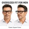 tenuopticss Oversized Reading Glasses for Men - 4 pack Classic Square Large TR Frame Readers with Spring Hinge+3.50 view 2