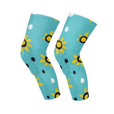HXshaoye Trendy Susan Flower Polka Dots Cyan compression sleeve knee brace for men (2 pack) Joint Pain Relief knee sleeves for women for Gym, Basketball, Climbing, rodilleras de trabajo para mujer