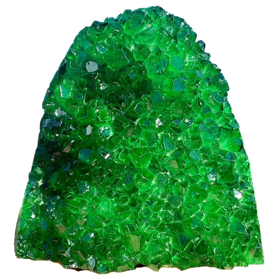 CrystalHola Natural Green Geode Cluster (0.66-0.88lb, 5-10cm) Authentic Healing Crystal for Home Office, Spiritual Decor, Crystal Grid & Feng Shui