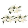 Alipis 3pcs Candle Rings Wreaths: Artificial Floral Rings Wedding Rose Candle Holders Garland with Green Leaves for Wedding Pillar Centerpiece Party Table view 1