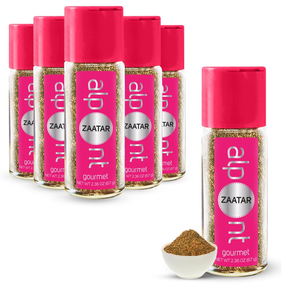 ALPONT GOURMET Zatar Seasoning - Zaatar Spice Blend with Chickpea & Sesame - Spice Seasoning for Pita Breads, Salad, Meat - All Natural, Non-GMO & Packed to Keep It Fresh - 2.36oz (Pack of 6)
