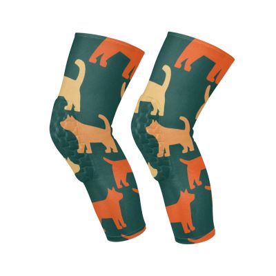 HXshaoye Cream and Orange Pet Dog Pattern compression sleeve knee brace for men (2 pack) Tight Anti-Slip Design knee protector for women for Skating, Basketball, Tennis, rodilleras para trabajo
