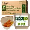 Dtocs Premium Disposable Meal Prep Containers with Lids (Pack of 50), 500 mL (17oz) | Heavy Duty Bamboo Fiber To Go Food Containers Leak Resistant, Microwave & Freezer Safe view 1