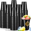 120 Pack 16 oz Black Cups, Heavy Duty Black Plastic Cups for Party, Cold Drinks, BBQ, Black Disposable Cups for Christmas, Halloween, Wedding, Birthday, Picnic, Serving and Celebrations view 1
