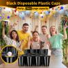 120 Pack 16 oz Black Cups, Heavy Duty Black Plastic Cups for Party, Cold Drinks, BBQ, Black Disposable Cups for Christmas, Halloween, Wedding, Birthday, Picnic, Serving and Celebrations view 2