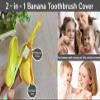 2-in-1 Travel toothbrush holder-Toothbrush covers with Toothpaste case,Portable Reusable Organizer with Banana smile-cute toothbrush cap for Electric&Manual Toothbrush,Ideal for Home&Travel (Green) view 2