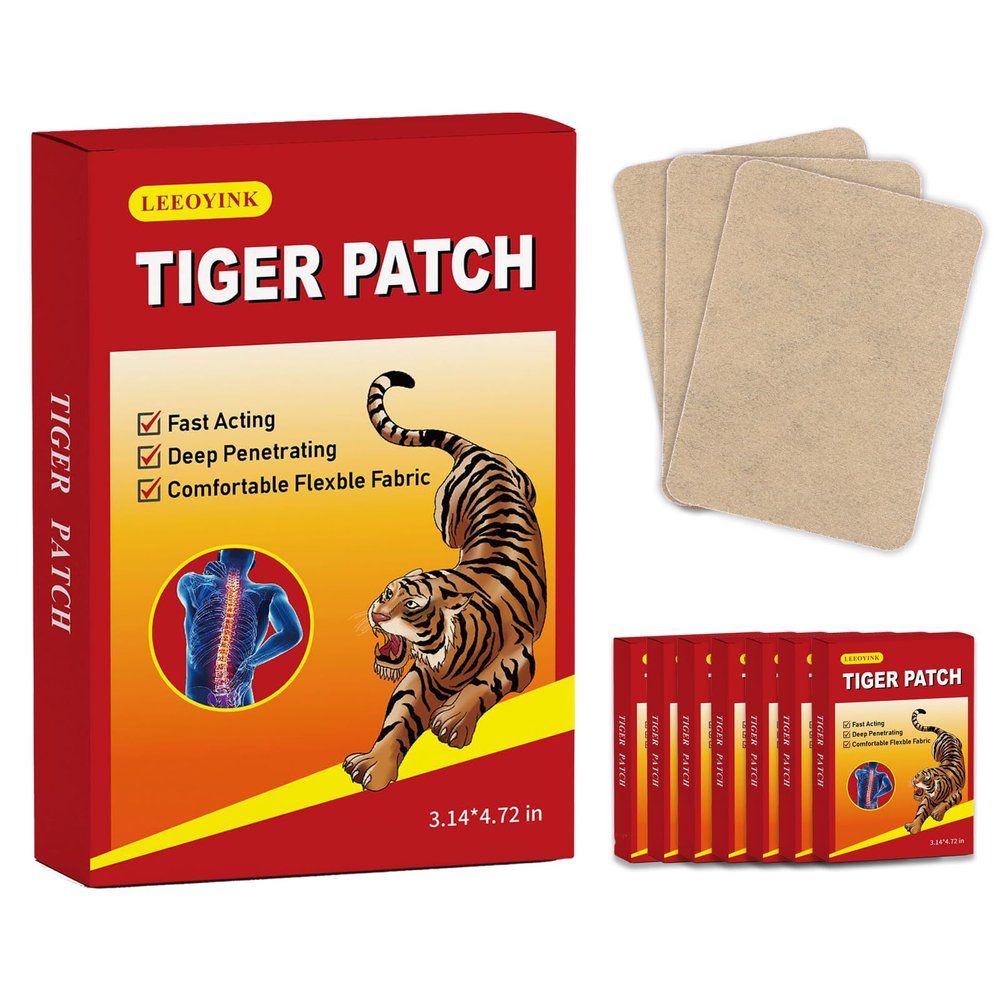 (160pcs) Tiger Patches Chinese Red Tiger Natural Herbal Hot Patches for Back, Shoulder, Knee, Joint & Muscle Support Maximum Strength, Long-Lasting Comfort