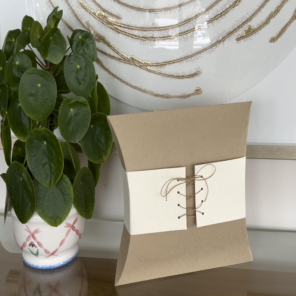 Biodegradable & Water Soluble Pillow Urn for Human + Pet Ashes | Eco-Friendly Memorial (200 cu in) - Beige & White