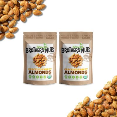 Brothers Nuts Crackled Cheezy Almonds Organic, Sprouted Almonds Healthy Keto Snack Vegan, Gluten-Free, Kosher No Preservatives 2oz (2 Pack)