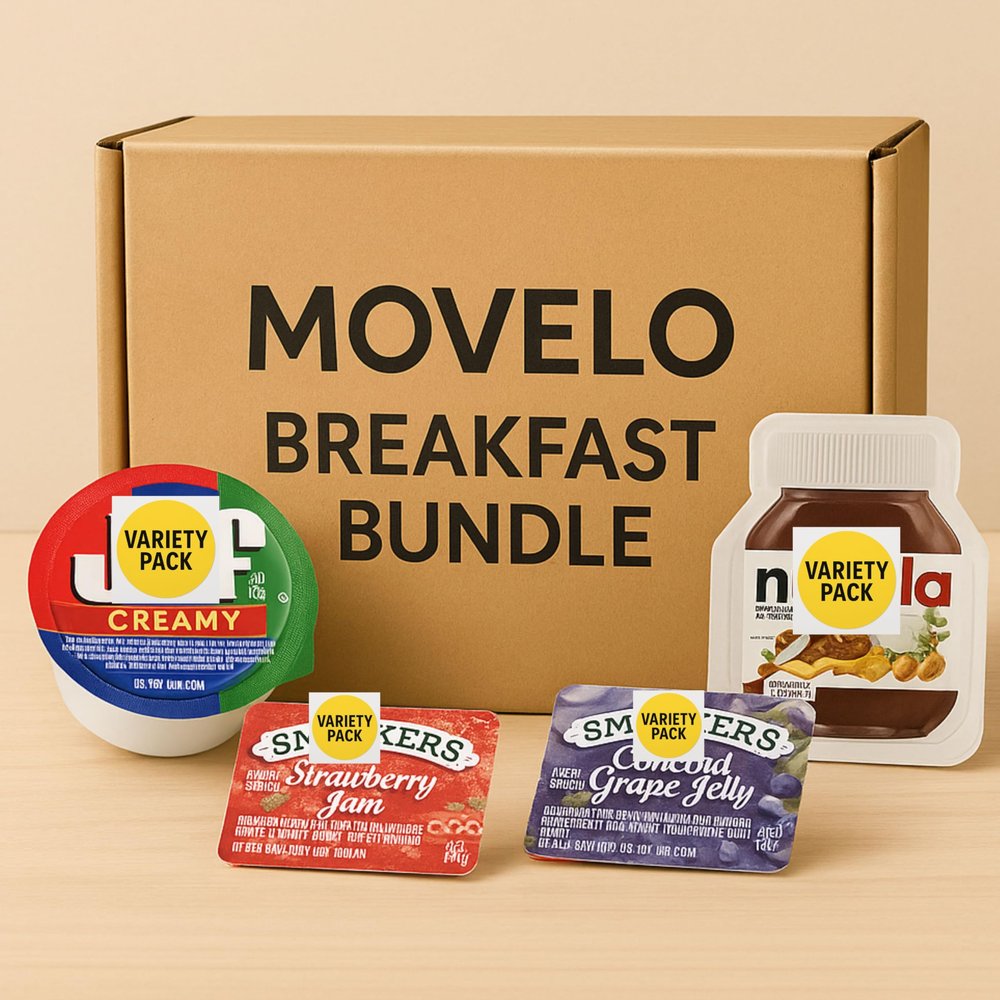Breakfast Spreads Variety Pack 40 Single-Serve Portion Cups Peanut Butter, Hazelnut Cocoa Spread, Strawberry Jam & Grape Jelly Individual Packs for Breakfast, Travel & On-the-Go Snacks