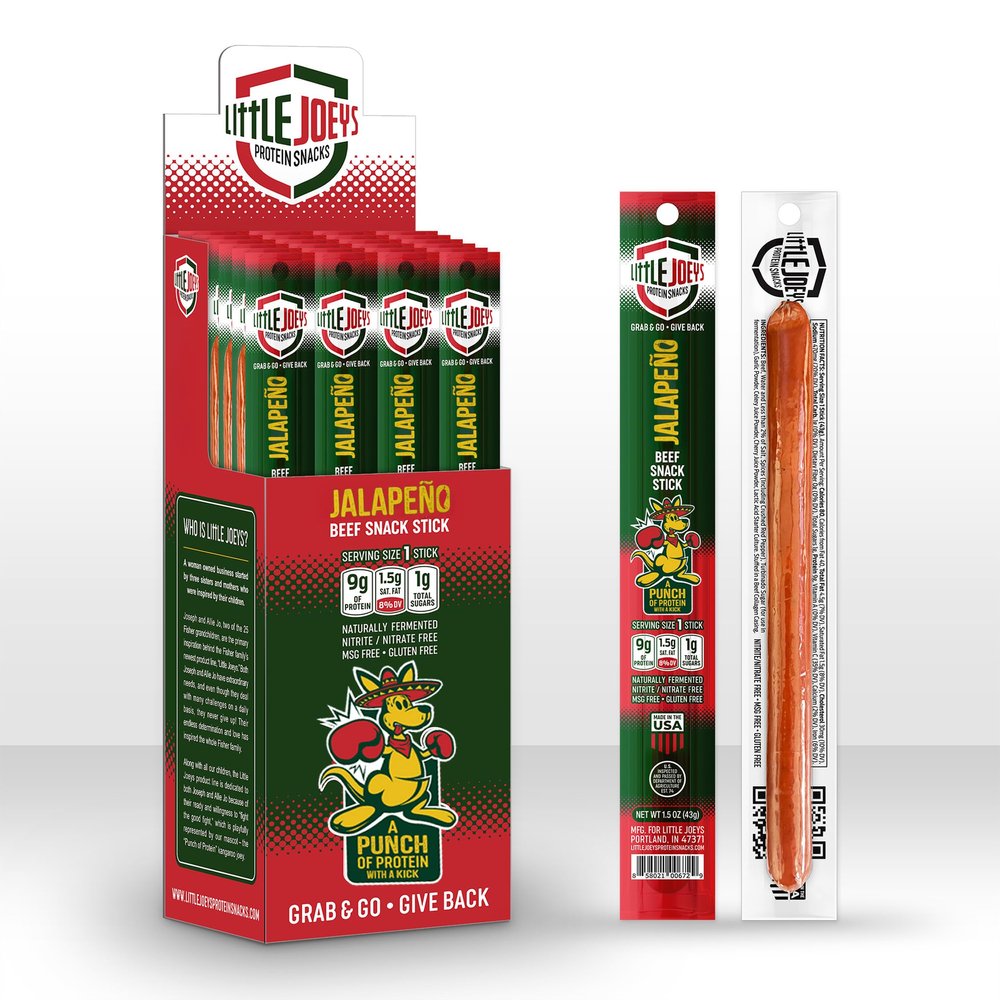 Little Joeys Jalapeno Beef Snack Sticks 24 Count Box High Protein Meat Snacks for Adults & Kids Keto Friendly, Low Carb, Gluten Free, No Nitrates or MSG Shelf Stable Beef Jerky Sticks Made in USA
