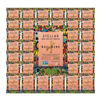 Stellar Snacks Mini Pretzel Braids, Mini Maui Monk, 0.5 Ounce (Pack of 75), Airline Served Mini Pretzel Packs, Sancking On The Go Size, Vegan, Kosher, Non-GMO (0.5 Oz, Maui Monk)