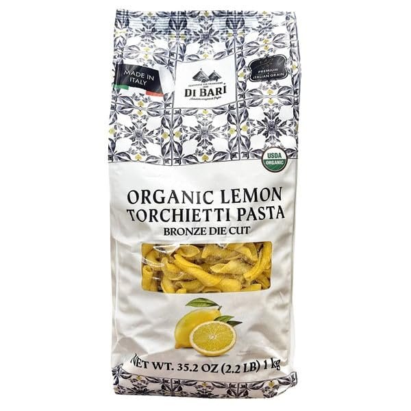 Di Bari Organic Lemon Torchietti Pasta, Bronze Die Cut, Made in Italy, 2.2 lbs