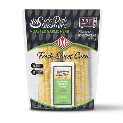 JMB Produce Side Dish Steamers - Corn Side Dishes - Roasted Garlic Herb Flavor - Microwavable Fresh Vegetables - 1 Count