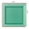 COMBO SET The Edge Collection 10.75" & 7.75" Square Transparent Green With Gold Rim Plastic Dinnerware:240CT view 2
