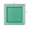 COMBO SET The Edge Collection 10.75" & 7.75" Square Transparent Green With Gold Rim Plastic Dinnerware:240CT view 3