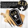 Whaline 24 Pcs Death to My 20s Paper Plate Disposable Plate Black White Coffin Shape RIP Dinnerware Plate for 30th Birthday Party Decorations Supplies Table Decor, 9.8 x 5.9 Inch view 3