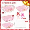 CIEOVO 24 Set Christmas Party Baskets with Cellophane Bows Market Tray Pink Christmas Baskets for Gifts Empty Gingerbread Man Cardboard Bags for Xmas Holiday Party Decor view 2