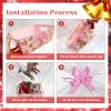 CIEOVO 24 Set Christmas Party Baskets with Cellophane Bows Market Tray Pink Christmas Baskets for Gifts Empty Gingerbread Man Cardboard Bags for Xmas Holiday Party Decor view 4