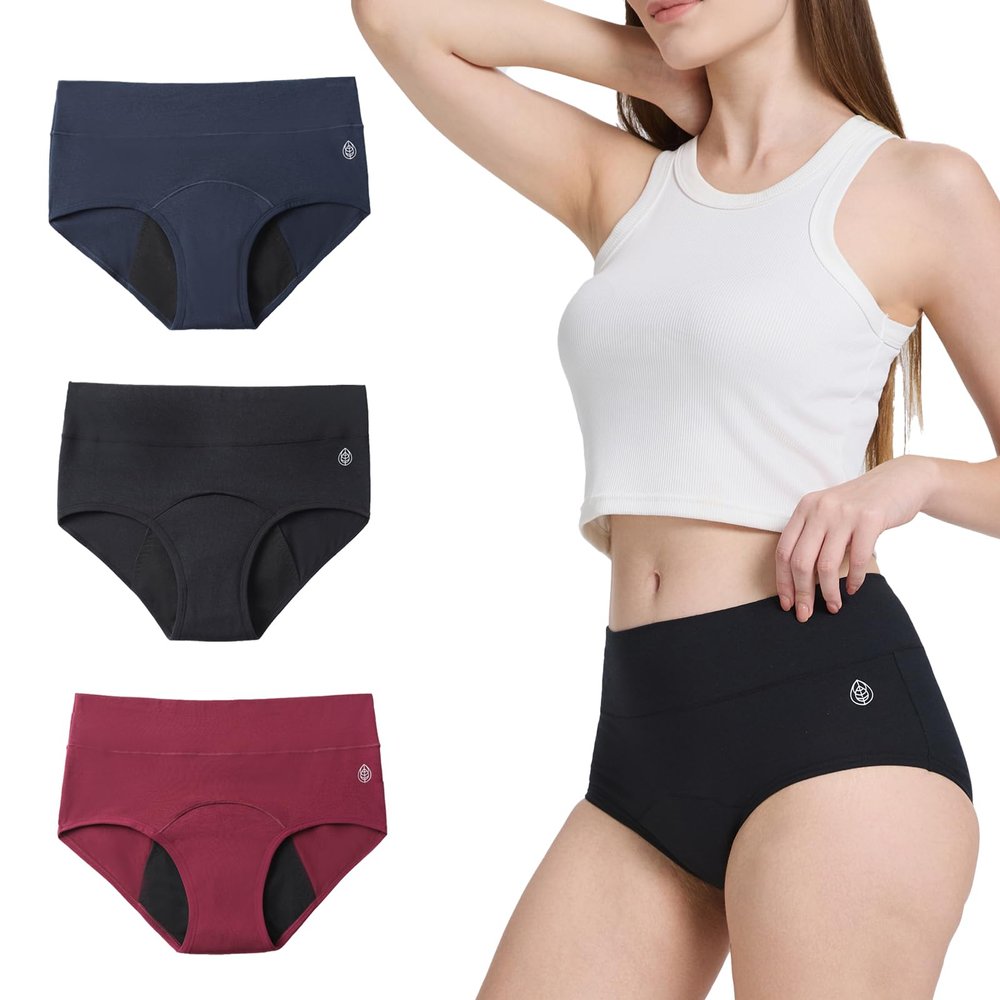 Period Underwear for Women, Incontinence Protective Briefs & Underwear, Leakproof Menstrual Womens Period Panties, 3 Pack Large