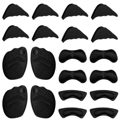 10 Pairs Heel Grips Liner Cushions Inserts for Loose Shoes, Adjustable Toe Filler Inserts, Heel Pads for Shoes Too Big Women Men, Prevent Heel Pain and Friction Blisters (Black)