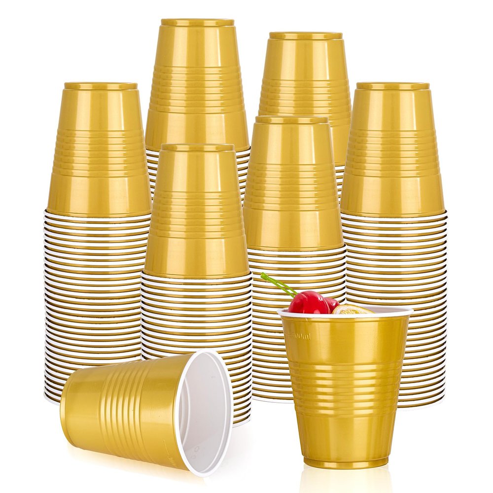 100 PCS Party Cups 12 Oz Plastic Cups Bulk for Party Graduation Wedding Birthday Family Gatherings and New Year