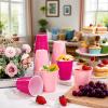 12 Oz Pink Disposable Cups -50 Pcs Party Cups Pink Plastic Cups for Valentine's Day Wedding Birthday Picnic Festive Celebrations (25 Pcs Pink+25 Pcs Hot Pink) view 2