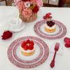 LUODA MirthMood 30 Guests Red Plastic Plates with Disposable Silverware, Clear Red Party & Wedding Dinnerware Include 30 Dinner Plates, 30 Dessert Plates, 30 Silver Cutlery for Weddings & Party. view 4
