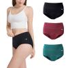 Leakproof Washable Reusable Incontinence Underwear for Women, High Waisted Absorbent Period Underwear for Women Menstrual Panties 3 Pack L view 1