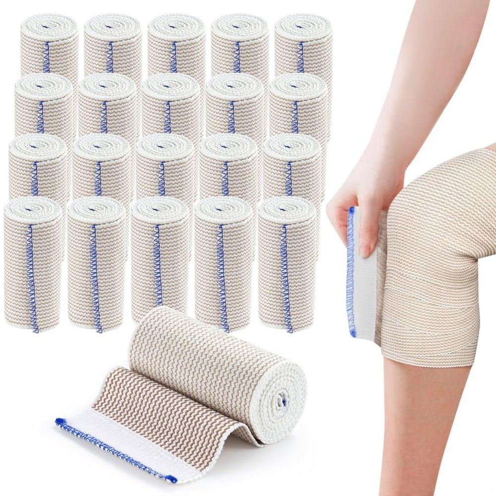 20 Elastic Compression Bandage Wraps with Self-Closing Ends, Stretchable Support for Ankles, Wrists, Knees, and More, Ideal for Active Lifestyles