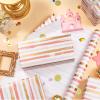 LeZakaa Pink Wrapping Paper Roll, Pink Striped Metallic Foil Gift Wrap for Baby Girl, Christmas, Birthday, Bridal Shower, Wedding Presents, with Gridlines, Mini Roll 17 in x 9.8 ft view 3
