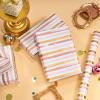 LeZakaa Pink Wrapping Paper Roll, Pink Striped Metallic Foil Gift Wrap for Baby Girl, Christmas, Birthday, Bridal Shower, Wedding Presents, with Gridlines, Mini Roll 17 in x 9.8 ft view 4
