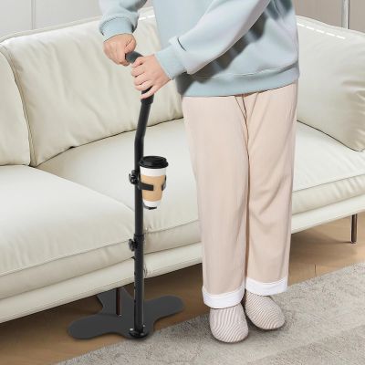 LOONGWEIA Stand Assist for Elderly, Adjustable Height Mobility Couch Assist with Cup Holder Stand Up Helper with PU Handle Elderly Chair Lift for Seating Furniture Supports up to 398lbs (Black)