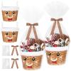 2 Pcs Christmas Baskets for Gifts Empty 9 x 7 Inch Empty Gift Baskets to Fill Bamboo Basket with Christmas Belt for Gingerbread Man Xmas Holiday Birthday Gift Wrapping Supplies view 1
