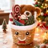2 Pcs Christmas Baskets for Gifts Empty 9 x 7 Inch Empty Gift Baskets to Fill Bamboo Basket with Christmas Belt for Gingerbread Man Xmas Holiday Birthday Gift Wrapping Supplies view 4