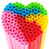 100 Pcs Valentine Day Straw Heart Shaped Straws - Pink, Red, Yellow, Blue & Green Cute Plastic Drinking Straws, Individually Wrapped Straw for for Wedding,Bridal Shower, Birthday Party & Pride Party view 1