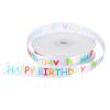 Happy Birthday Ribbon Roll, 75 Ft Gift Wrapping Ribbon Crafts Party Decoration, Colorful Happy Birthday Themed Ribbons for Cake Bouquet Gift Wrapping Bow Making Birthdays Decoration DIY(15 mm x 75 ft) view 1