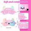 2 PCS Kids Sleep Mask, Cute Plush Panda Eye Mask for Sleeping, Soft Girls Sleep Masks Comfortable Funny Animal Sleeping Eye Cover for Home Travel Gift (Purple and Pink) view 2