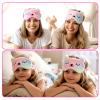 2 PCS Kids Sleep Mask, Cute Plush Panda Eye Mask for Sleeping, Soft Girls Sleep Masks Comfortable Funny Animal Sleeping Eye Cover for Home Travel Gift (Purple and Pink) view 4