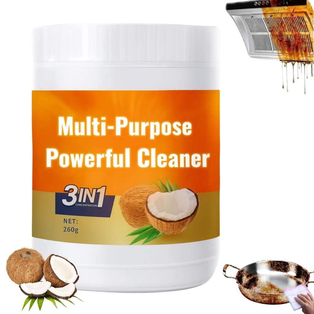 KBOWQ Multi Purpose Powerful Cleaner for kitchen, 3 In 1 Stainless Coconut Oil Cleaning Paste, Kitchen Duty Degreaser for Faucets, Tiles, Kitchen, Oven (1)