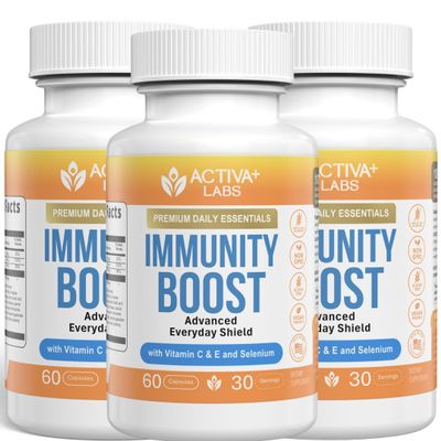 Activa+ Labs Immunity Boost Immune Support Supplement with Vitamin C, Vitamin E, Selenium & Herbal Antioxidant Complex | Gut & Energy Balance | Non-GMO, Sugar-Free, Vegan | 60 Capsules 90 Days Supply