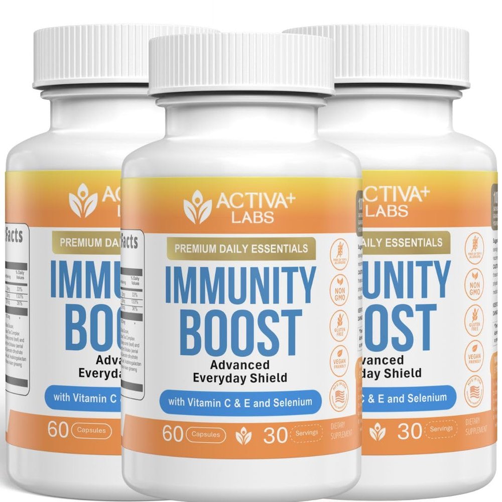 Activa+ Labs Immunity Boost Immune Support Supplement with Vitamin C, Vitamin E, Selenium & Herbal Antioxidant Complex | Gut & Energy Balance | Non-GMO, Sugar-Free, Vegan | 60 Capsules 90 Days Supply