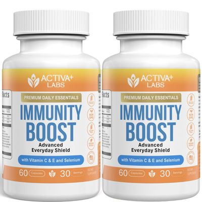 Activa+ Labs Immunity Boost Immune Support Supplement with Vitamin C, Vitamin E, Selenium & Herbal Antioxidant Complex | Gut & Energy Balance | Non-GMO, Sugar-Free, Vegan | 60 Capsules 60 Days Supply