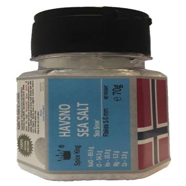 Havsno Norwegian Sea Salt Flakes, Premium Culinary Salt, Natural White, 70g, 2.47 oz