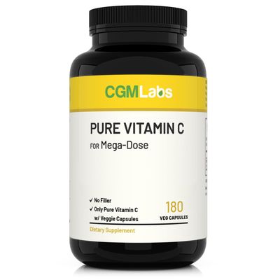 Mega Dose Pure Vitamin C 1000 mg 180 Easy-to-Swallow Veg Capsules by CGM Labs